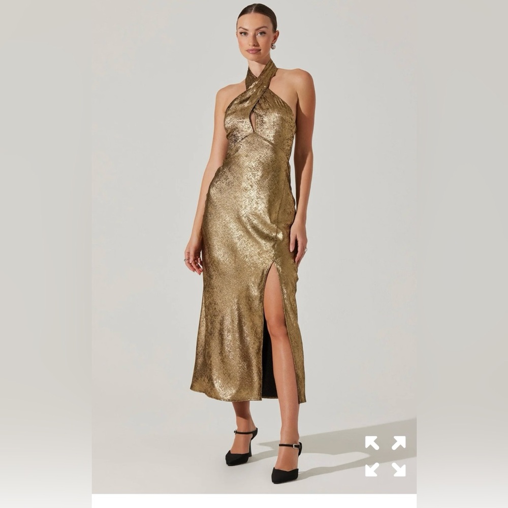 Astr Gold Maxi Dress